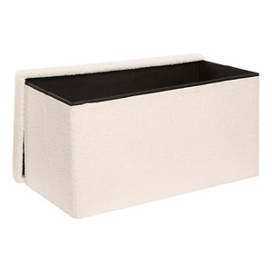 Bancă cu spațiu de depozitare Jaiko, Boucle, Alb, 76x38 cm