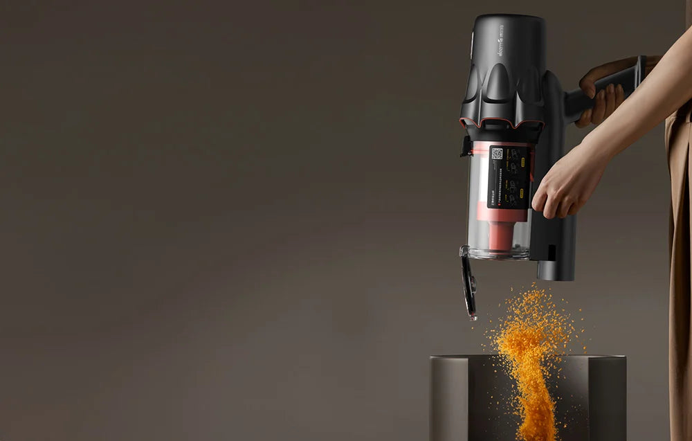 Вертикална прахосмукачка Deerma DEM-T30W, 240W, 23kPa, Оптична лампа, Безжична, Черен