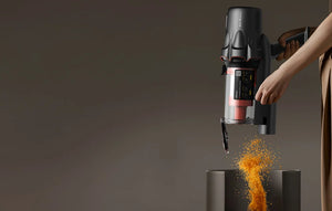 Вертикална прахосмукачка Deerma DEM-T30W, 240W, 23kPa, Оптична лампа, Безжична, Черен