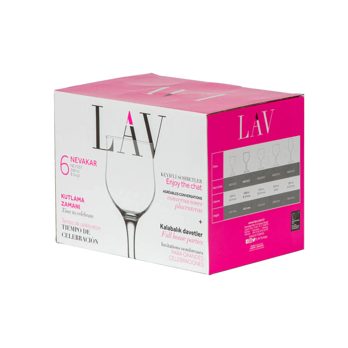 Сет чаши за бяло вино LAV Nevakar, 200 мл, 6 бр