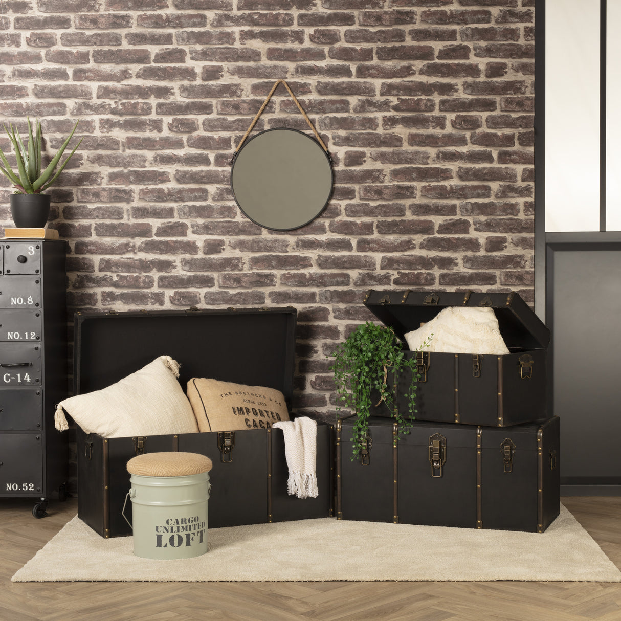 Сет кутии за съхранение atmosphera Flower, 3 бр,  L.61/71/81 cm, Кафяв