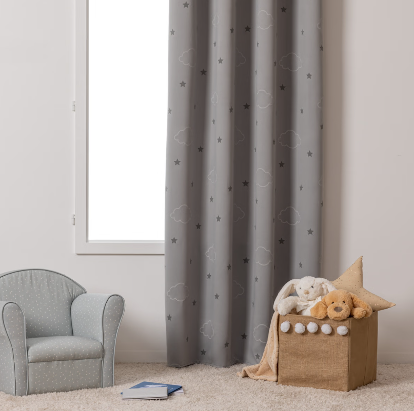 Детска светеща затъмняваща завеса atmosphera Cloud Glow, 140x250, Сив