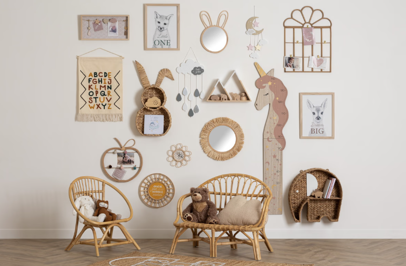 Детско огледало atmosphera Safari, Ратан, 38 cm