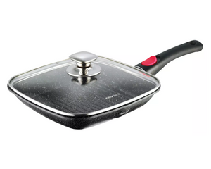 Грил тиган KingHoff 1510, 24 cm, Мраморно покритие, Капак и махаща се дръжка