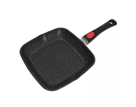 Грил тиган KingHoff 1510, 24 cm, Мраморно покритие, Капак и махаща се дръжка
