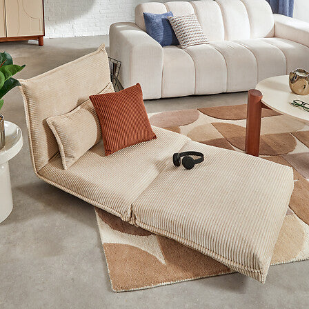 Разтегателен фотьойл atmosphera Elois, Кадифе, Слонова кост