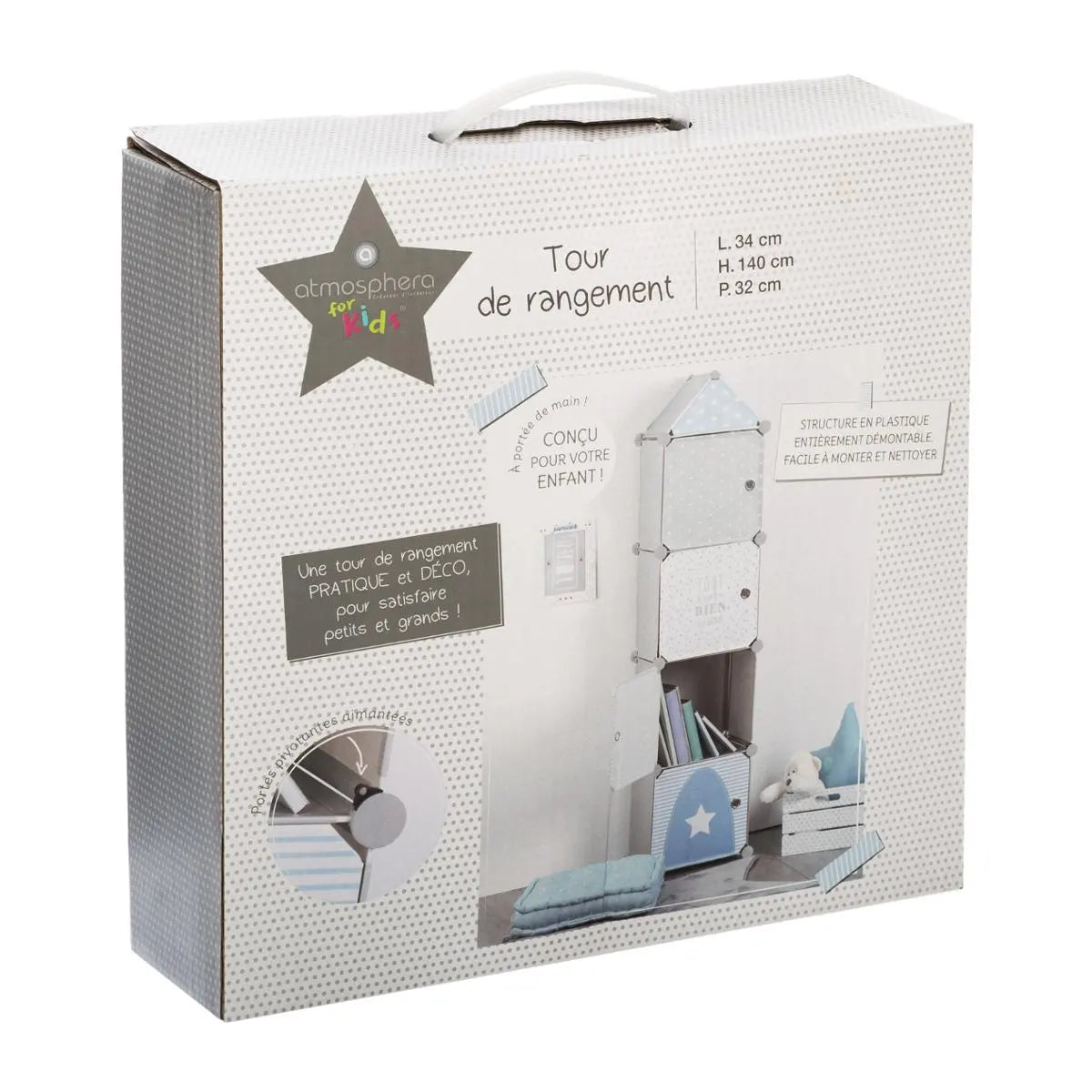 Детски шкаф за съхранение atmosphera Tower, 4 отделения, 34x140x32 cm