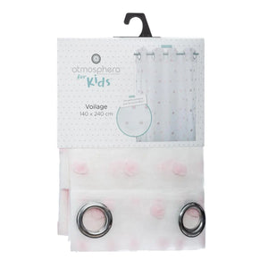 Детска прозрачна завеса atmosphera с помпони 140х240см, Розов