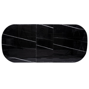 Разтегателна трапезна маса Mapu, 160-200x90 cm, Темперирано стъкло мраморен ефект