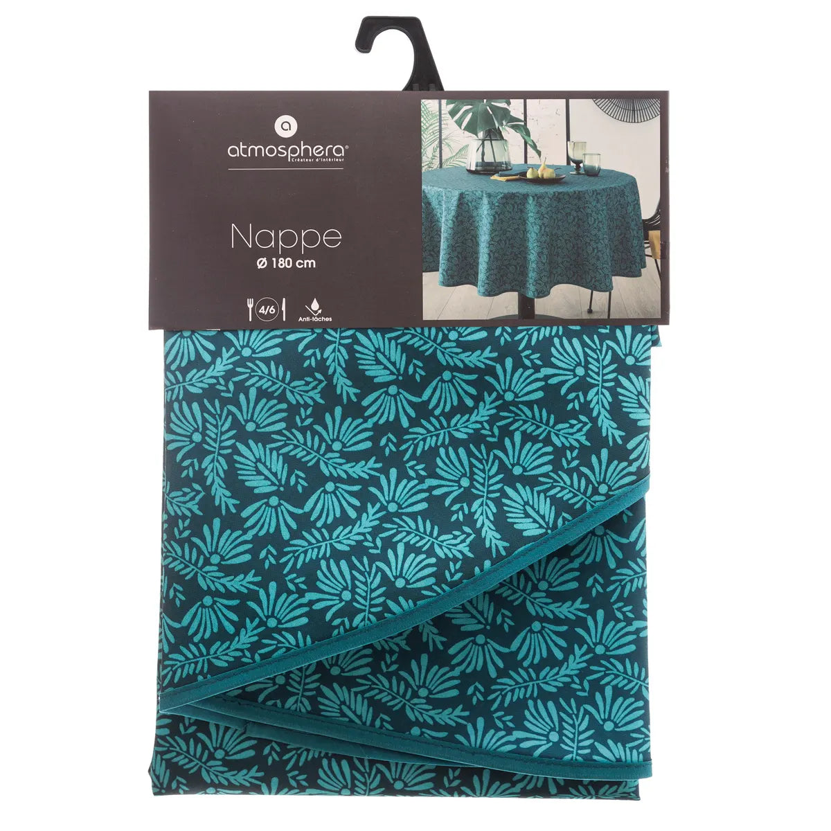 Покривка за маса atmosphera Leaves, 180 cm, Син