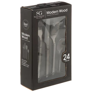 Комплект прибори Secret de Gourmet Modern Wood, Инокс, 24 части