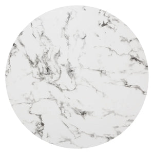 Кръгла трапезна маса Rayo, 120 cm, Темперирано стъкло мраморен ефект