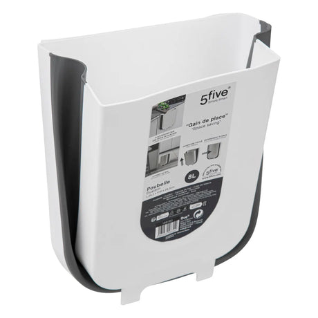 Кош 5five, Сив/Бял, Пластмаса, 8 l, Сгъваем