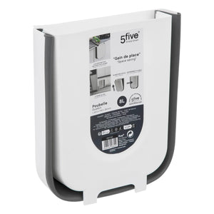 Кош 5five, Сив/Бял, Пластмаса, 8 l, Сгъваем