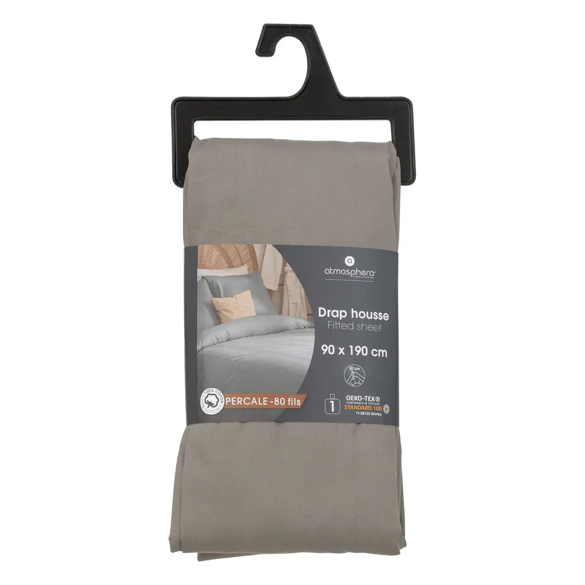 Еластичен чаршаф atmosphera, Перкал, 90x190 cm