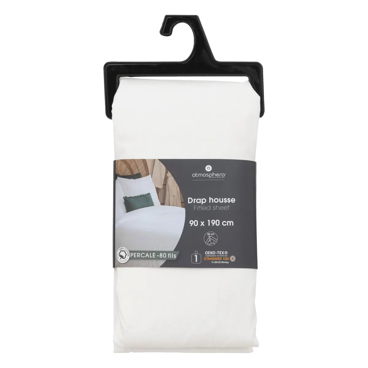 Еластичен чаршаф atmosphera, Перкал, 90x190 cm