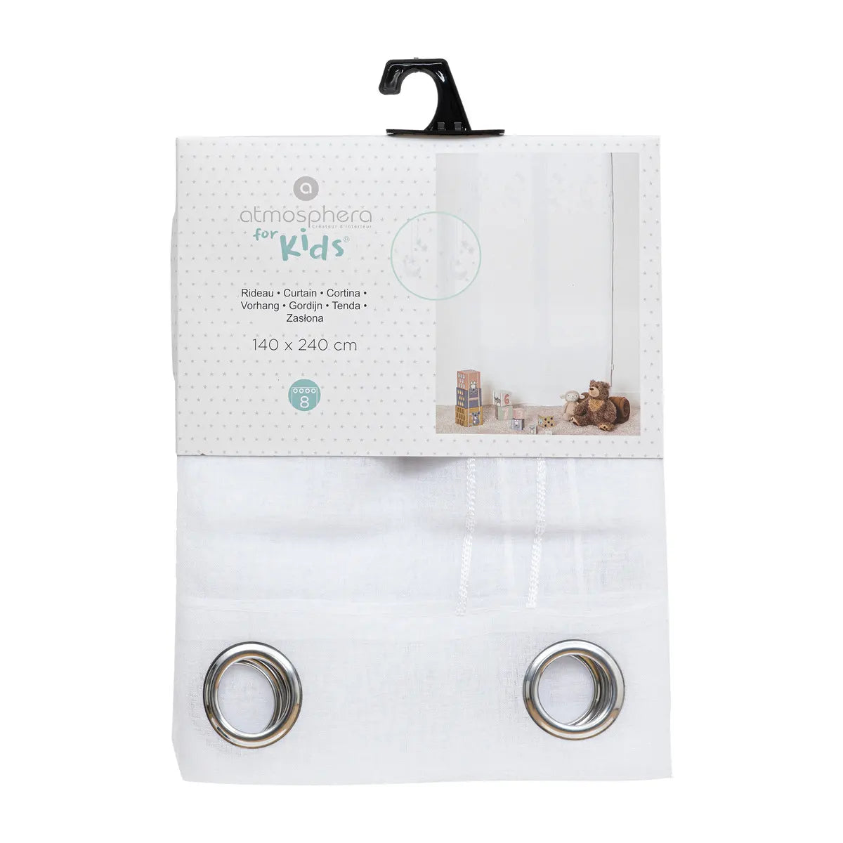 Детска прозрачна завеса atmosphera  с бродирани звезди 140х240 см,Бял