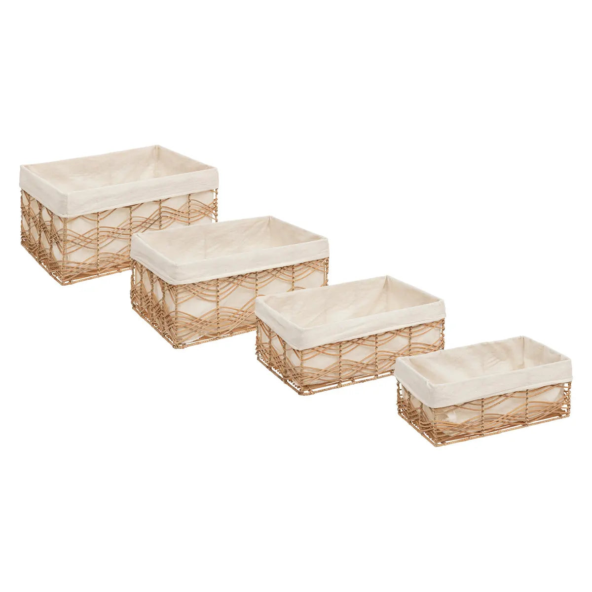 Set de coșuri de depozitare Atmosphera Rosy, L. 33/37/43/48 cm, Rattan
