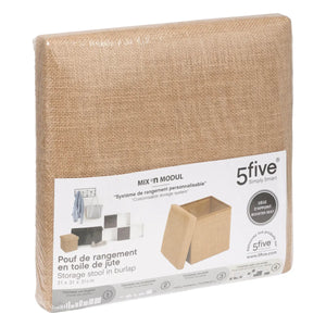 Puf pliabil 5five Mix &amp; Modul, material textil cu efect de iută, 31x31 cm