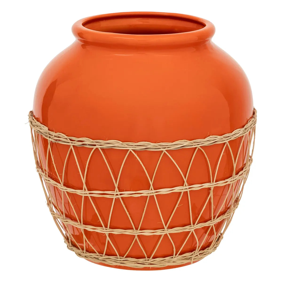 Vază Atmosphere Yucatan, ceramică, ratan, 33 cm