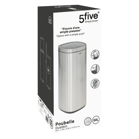 Кош 5five, Кръгъл, Инокс, Пуш бутон, 50 L