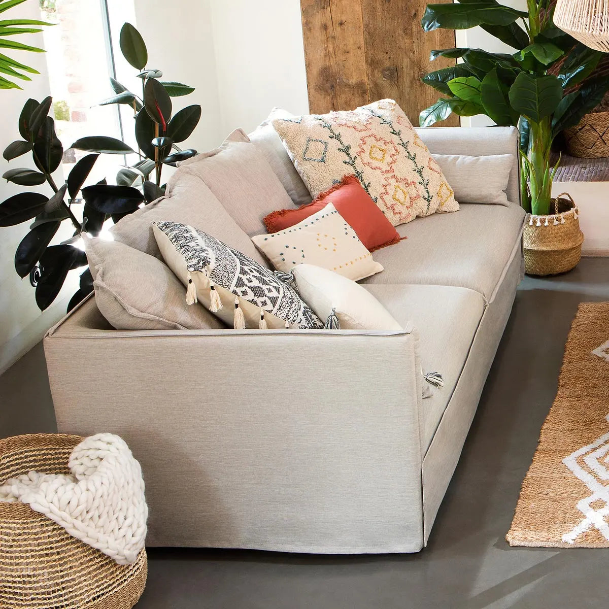 Триместен диван atmosphera Odilon, Бежов, 210x104x78 cm