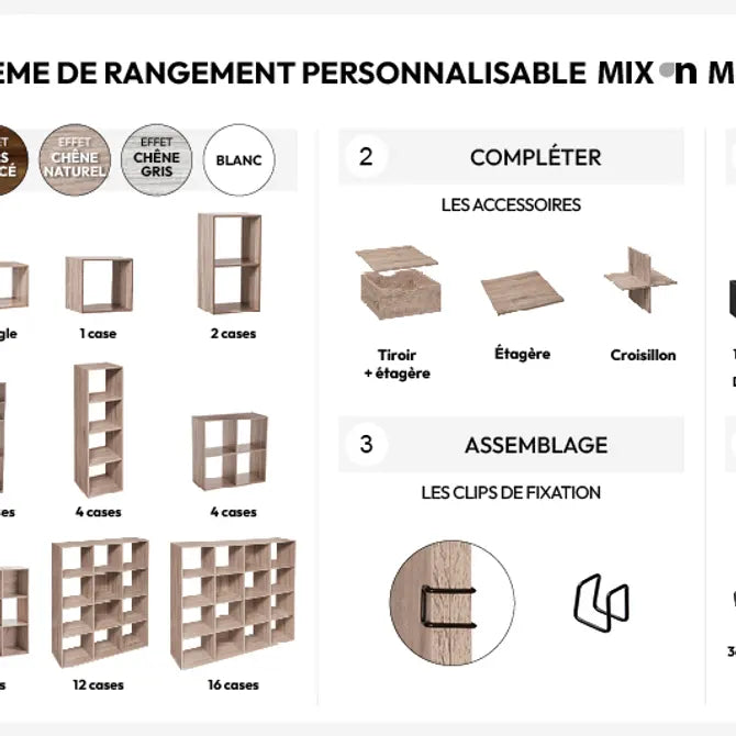 Рафт 5five Mix'n Modul, 4 отделения, Бял