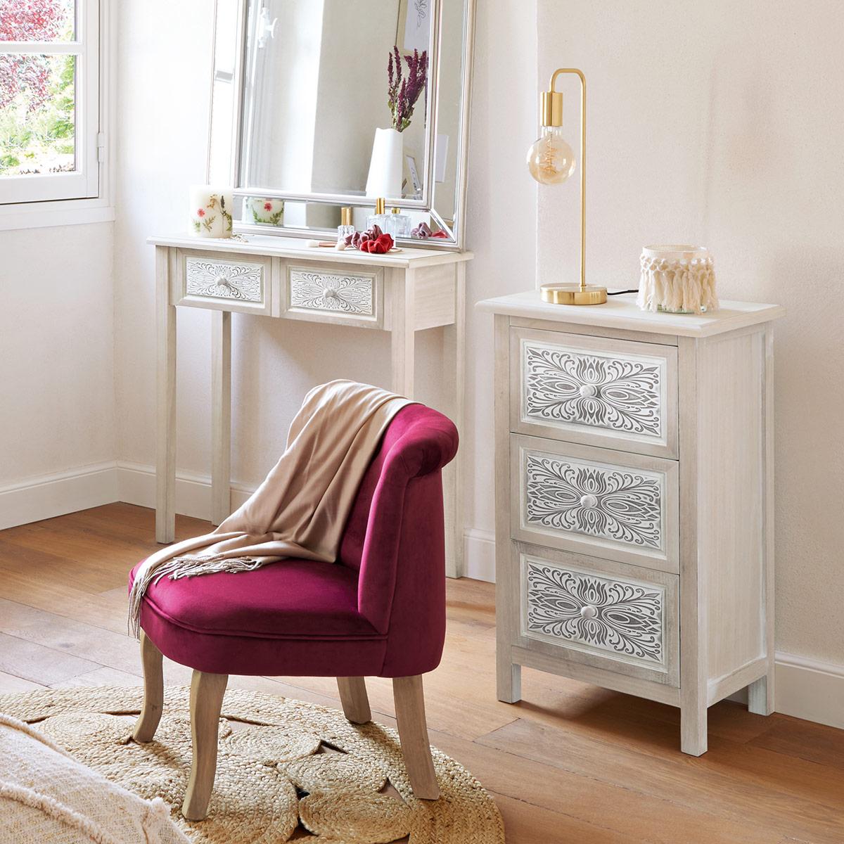 Скрин atmosphera Hina, 3 чекмеджета, MDF, Бял