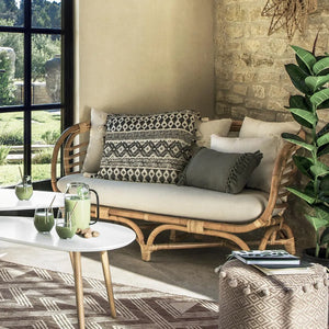 Двуместен диван atmosphera Farah, Ратан, Бял, 152x80,5x75 cm