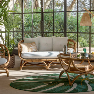 Двуместен диван atmosphera Farah, Ратан, Бял, 152x80,5x75 cm