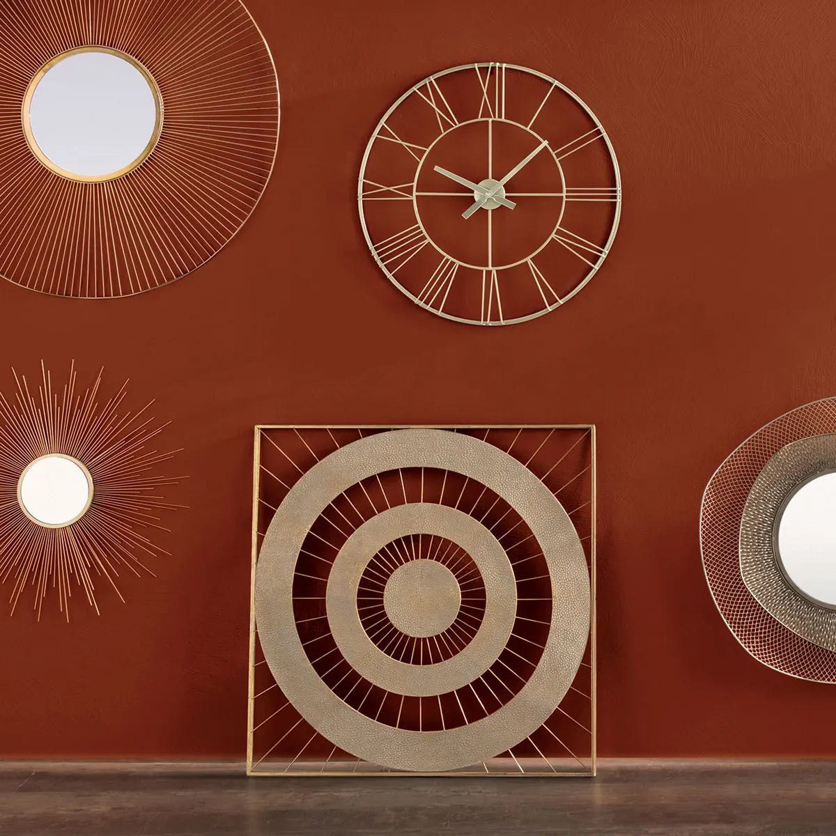 Стенен часовник atmosphera Phil, Винтидж, Ø70 см, Златен метал