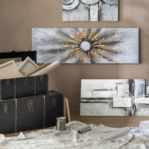 Картина atmosphera Kylia, Ръчно рисувано платно 150x150 см, Златна, Асорти дизайни