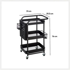 Кухненска количка 5five, Черен, Метал, Перфорирана