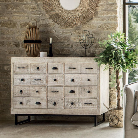 Скрин atmosphera Ajay, 12 чекмеджета, Мангово дърво