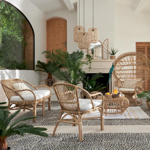 Двуместен диван atmosphera Neta, Ратан, Бял, 110x68x77 cm