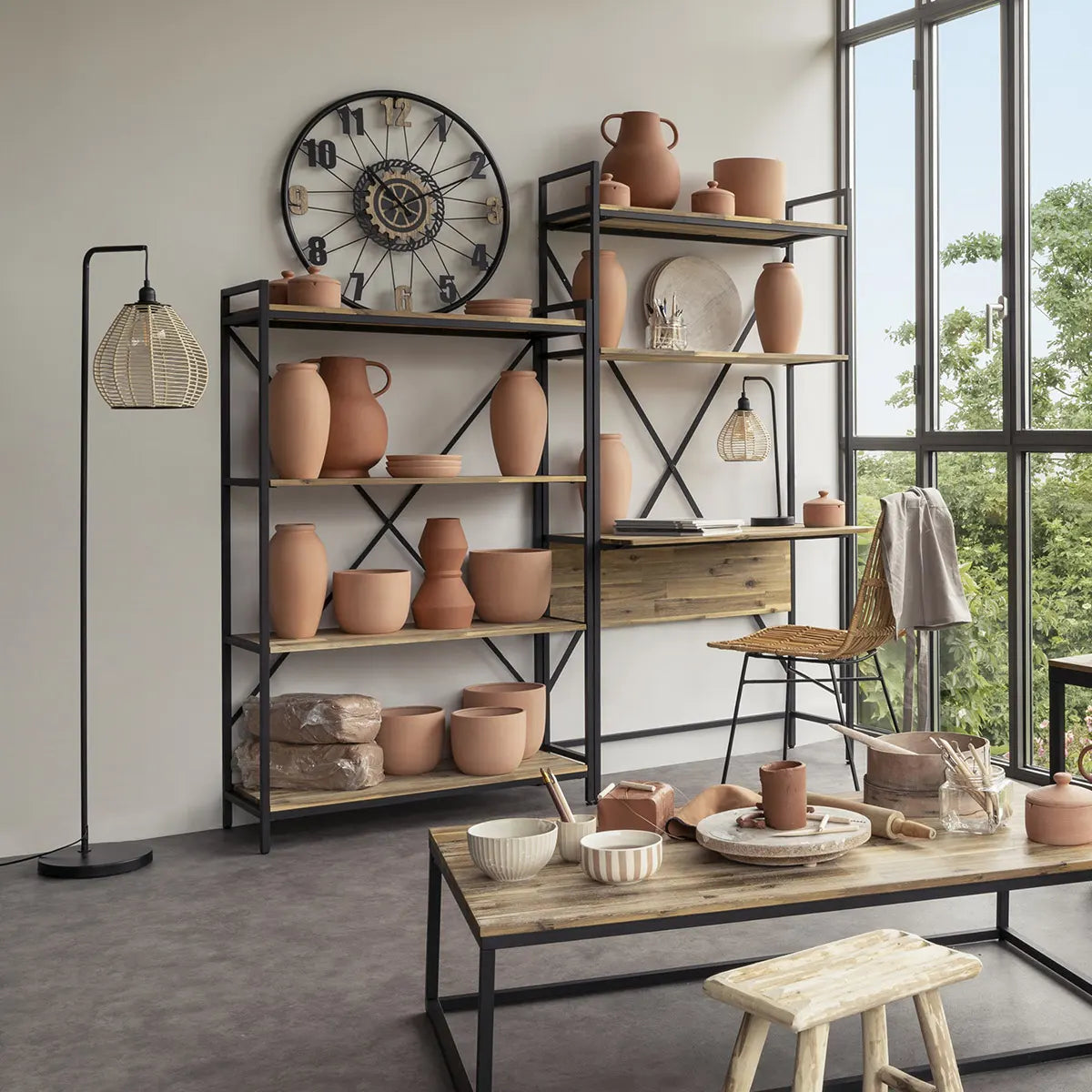 Стенен часовник atmosphera Mohan, С колело, Ø65 см, Метал и MDF