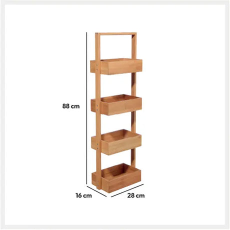 Етажерка на колела 5five, Бамбук, 4 нива