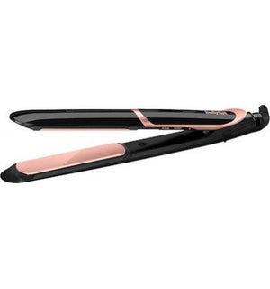 Преса за коса BaByliss ST391E Super Smooth, Плочи Tourmaline-Ceramic, 6 нива на температурата, 235 градуса, Йонизация, Черен/Розов