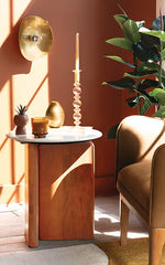 Холна маса atmosphera Nanda, Мангово дърво, Мрамор, Ø51 см