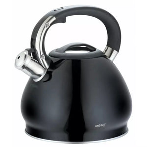 Свирещ чайник KingHoff 1221, 3.4 L, Мраморен ефект, Индукция, Черен