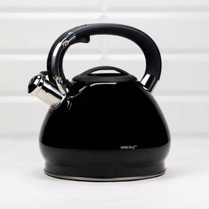 Свирещ чайник KingHoff 1221, 3.4 L, Мраморен ефект, Индукция, Черен