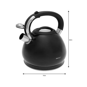 Свирещ чайник KingHoff 1221, 3.4 L, Мраморен ефект, Индукция, Черен