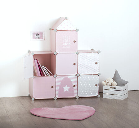 Детски шкаф за съхранение atmosphera, Розов, 7 отделения, 110 cm