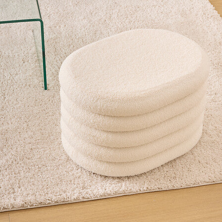 Пуф със съхранение atmosphera Giulia, Букле, Бял