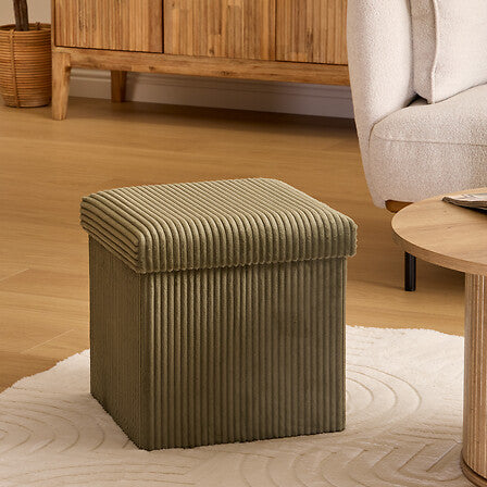 Пуф със съхранение atmosphera Arum, Рипсено кадифе, Сгъваем, 38x38 cm