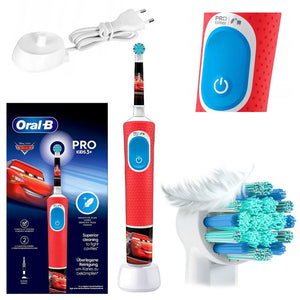 Детска електрическа четка за зъби Oral-B Vitality Pro Kids, Колите, Червен
