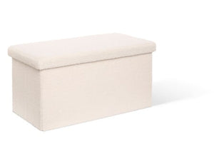 Bancă cu spațiu de depozitare Jaiko, Boucle, Alb, 76x38 cm