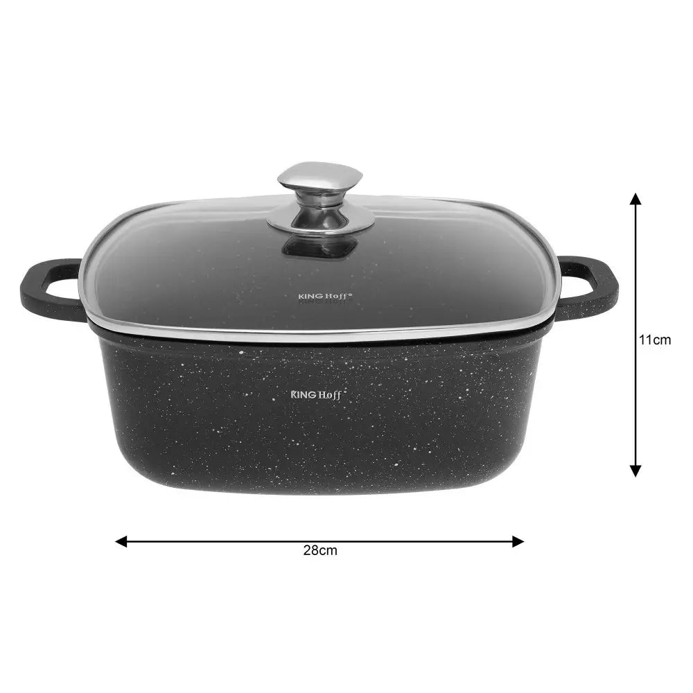 Тенджера за фурна и котлон Kinghoff с мраморно покритие, Индукция, Черен