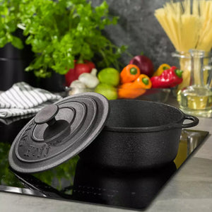 Тенджера KingHoff 2253, Чугунен капак, Чугунени дръжки, индукционен, 2.4 л, Диаметър 22 см