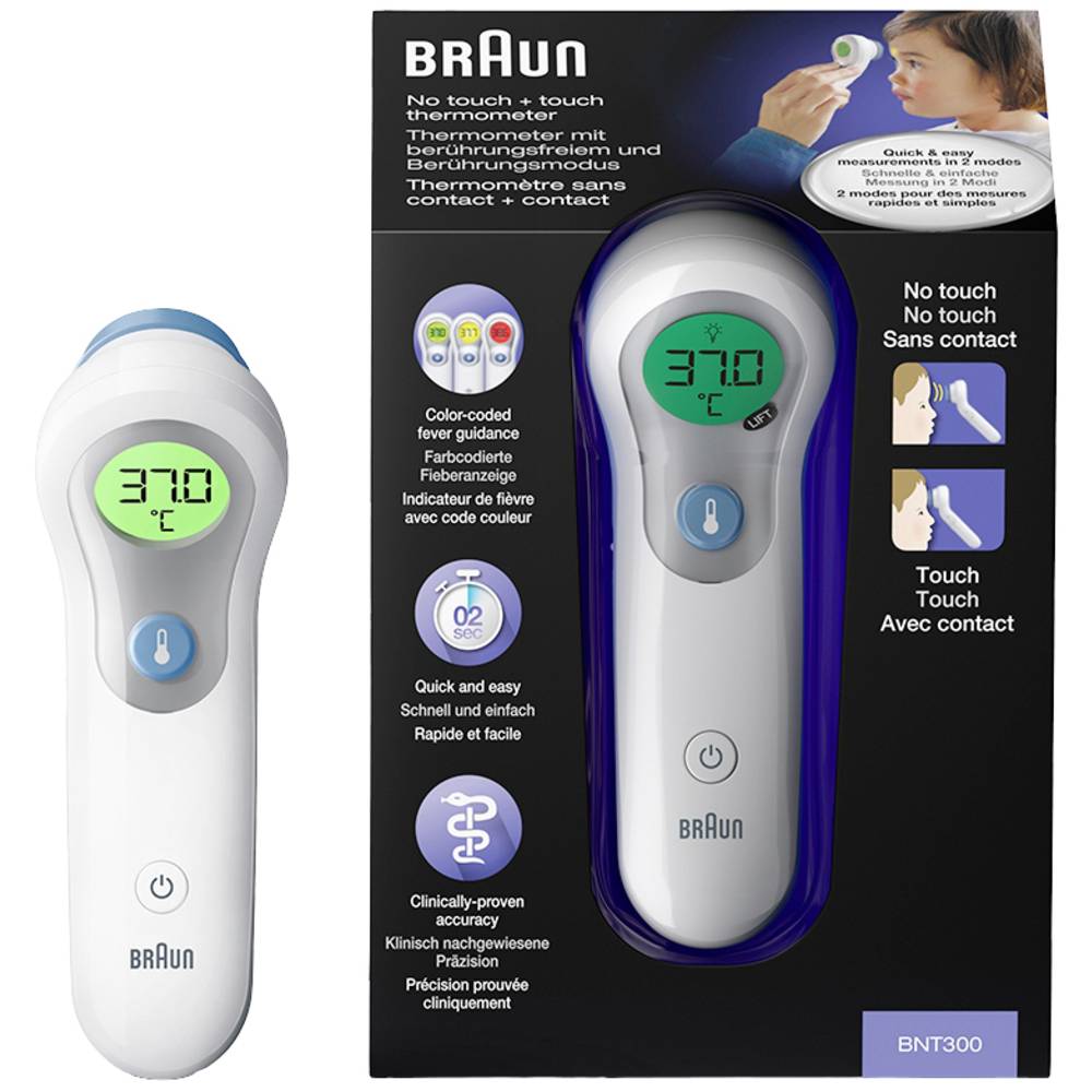 Безконтактен термометър Braun BNT 300, Бял